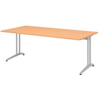 HAMMERBACHER Altus Schreibtisch buche rechteckig, C-Fuß-Gestell silber 200,0 x 100,0 cm HAMMERBACHER Altus Schreibtisch buche rechteckig, C-Fuß-Gestell silber 200,0 x 100,0 cm