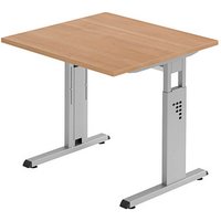 HAMMERBACHER Gradeo höhenverstellbarer Schreibtisch nussbaum quadratisch, C-Fuß-Gestell silber 80,0 x 80,0 cm HAMMERBACHER Gradeo höhenverstellbarer Schreibtisch nussbaum quadratisch, C-Fuß-Gestell silber 80,0 x 80,0 cm