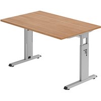 HAMMERBACHER Gradeo höhenverstellbarer Schreibtisch nussbaum rechteckig, C-Fuß-Gestell silber 120,0 x 80,0 cm HAMMERBACHER Gradeo höhenverstellbarer Schreibtisch nussbaum rechteckig, C-Fuß-Gestell silber 120,0 x 80,0 cm