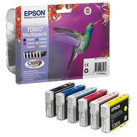 EPSON T0807  schwarz, cyan, magenta, gelb, light cyan, light magenta Druckerpatronen, 6er-Set EPSON T0807  schwarz, cyan, magenta, gelb, light cyan, light magenta Druckerpatronen, 6er-Set
