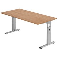 HAMMERBACHER Gradeo höhenverstellbarer Schreibtisch nussbaum rechteckig, C-Fuß-Gestell silber 160,0 x 80,0 cm HAMMERBACHER Gradeo höhenverstellbarer Schreibtisch nussbaum rechteckig, C-Fuß-Gestell silber 160,0 x 80,0 cm