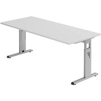 HAMMERBACHER Gradeo höhenverstellbarer Schreibtisch lichtgrau rechteckig, C-Fuß-Gestell silber 180,0 x 80,0 cm HAMMERBACHER Gradeo höhenverstellbarer Schreibtisch lichtgrau rechteckig, C-Fuß-Gestell silber 180,0 x 80,0 cm