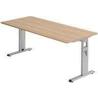 HAMMERBACHER Gradeo höhenverstellbarer Schreibtisch nussbaum rechteckig, C-Fuß-Gestell silber 180,0 x 80,0 cm HAMMERBACHER Gradeo höhenverstellbarer Schreibtisch nussbaum rechteckig, C-Fuß-Gestell silber 180,0 x 80,0 cm