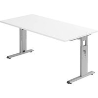 HAMMERBACHER OS 16 Gradeo höhenverstellbarer Schreibtisch weiß rechteckig, C-Fuß-Gestell silber 160,0 x 80,0 cm HAMMERBACHER OS 16 Gradeo höhenverstellbarer Schreibtisch weiß rechteckig, C-Fuß-Gestell silber 160,0 x 80,0 cm
