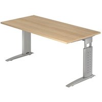 HAMMERBACHER Haziender höhenverstellbarer Schreibtisch eiche rechteckig, C-Fuß-Gestell silber 160,0 x 80,0 cm HAMMERBACHER Haziender höhenverstellbarer Schreibtisch eiche rechteckig, C-Fuß-Gestell silber 160,0 x 80,0 cm