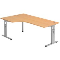 HAMMERBACHER Gradeo höhenverstellbarer Schreibtisch buche L-Form, C-Fuß-Gestell silber 200,0 x 80,0/120,0 cm HAMMERBACHER Gradeo höhenverstellbarer Schreibtisch buche L-Form, C-Fuß-Gestell silber 200,0 x 80,0/120,0 cm