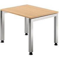 HAMMERBACHER JS08 höhenverstellbarer Schreibtisch buche rechteckig, 4-Fuß-Gestell silber 80,0 x 80,0 cm HAMMERBACHER JS08 höhenverstellbarer Schreibtisch buche rechteckig, 4-Fuß-Gestell silber 80,0 x 80,0 cm