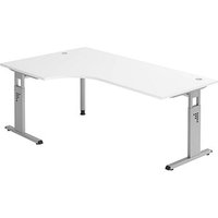 HAMMERBACHER Gradeo höhenverstellbarer Schreibtisch weiß L-Form, C-Fuß-Gestell silber 200,0 x 80,0/120,0 cm HAMMERBACHER Gradeo höhenverstellbarer Schreibtisch weiß L-Form, C-Fuß-Gestell silber 200,0 x 80,0/120,0 cm