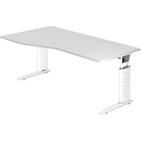 HAMMERBACHER Haziender höhenverstellbarer Schreibtisch weiß Trapezform, C-Fuß-Gestell silber 180,0 x 100,0 cm HAMMERBACHER Haziender höhenverstellbarer Schreibtisch weiß Trapezform, C-Fuß-Gestell silber 180,0 x 100,0 cm