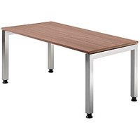 HAMMERBACHER JS16 höhenverstellbarer Schreibtisch nussbaum rechteckig, 4-Fuß-Gestell silber 160,0 x 80,0 cm HAMMERBACHER JS16 höhenverstellbarer Schreibtisch nussbaum rechteckig, 4-Fuß-Gestell silber 160,0 x 80,0 cm