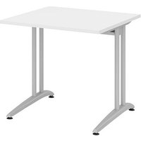 HAMMERBACHER Altus Schreibtisch weiß quadratisch, C-Fuß-Gestell silber 80,0 x 80,0 cm HAMMERBACHER Altus Schreibtisch weiß quadratisch, C-Fuß-Gestell silber 80,0 x 80,0 cm