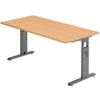 HAMMERBACHER OS 16 höhenverstellbarer Schreibtisch buche rechteckig, C-Fuß-Gestell grau 160,0 x 80,0 cm HAMMERBACHER OS 16 höhenverstellbarer Schreibtisch buche rechteckig, C-Fuß-Gestell grau 160,0 x 80,0 cm