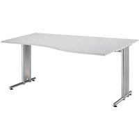 HAMMERBACHER Prokura Schreibtisch lichtgrau Trapezform, C-Fuß-Gestell silber 180,0 x 80,0/100,0 cm HAMMERBACHER Prokura Schreibtisch lichtgrau Trapezform, C-Fuß-Gestell silber 180,0 x 80,0/100,0 cm