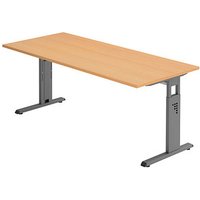 HAMMERBACHER OS 19 höhenverstellbarer Schreibtisch buche rechteckig, C-Fuß-Gestell grau 180,0 x 80,0 cm HAMMERBACHER OS 19 höhenverstellbarer Schreibtisch buche rechteckig, C-Fuß-Gestell grau 180,0 x 80,0 cm