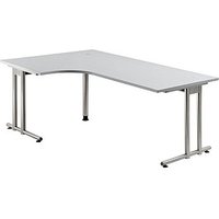 HAMMERBACHER NS82 Schreibtisch lichtgrau L-Form, C-Fuß-Gestell silber 200,0 x 80,0/120,0 cm HAMMERBACHER NS82 Schreibtisch lichtgrau L-Form, C-Fuß-Gestell silber 200,0 x 80,0/120,0 cm