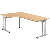 HAMMERBACHER NS82 Schreibtisch buche L-Form, C-Fuß-Gestell silber 200,0 x 80,0/120,0 cm HAMMERBACHER NS82 Schreibtisch buche L-Form, C-Fuß-Gestell silber 200,0 x 80,0/120,0 cm