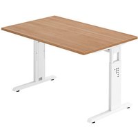 HAMMERBACHER Gradeo höhenverstellbarer Schreibtisch nussbaum rechteckig, C-Fuß-Gestell weiß 120,0 x 80,0 cm HAMMERBACHER Gradeo höhenverstellbarer Schreibtisch nussbaum rechteckig, C-Fuß-Gestell weiß 120,0 x 80,0 cm