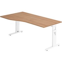 HAMMERBACHER Gradeo höhenverstellbarer Schreibtisch nussbaum Trapezform, C-Fuß-Gestell weiß 180,0 x 80,0/100,0 cm HAMMERBACHER Gradeo höhenverstellbarer Schreibtisch nussbaum Trapezform, C-Fuß-Gestell weiß 180,0 x 80,0/100,0 cm