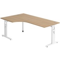 HAMMERBACHER Gradeo höhenverstellbarer Schreibtisch eiche L-Form, C-Fuß-Gestell weiß 200,0 x 80,0/120,0 cm HAMMERBACHER Gradeo höhenverstellbarer Schreibtisch eiche L-Form, C-Fuß-Gestell weiß 200,0 x 80,0/120,0 cm
