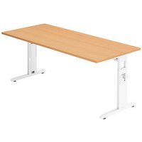 HAMMERBACHER Gradeo höhenverstellbarer Schreibtisch buche rechteckig, C-Fuß-Gestell weiß 180,0 x 80,0 cm HAMMERBACHER Gradeo höhenverstellbarer Schreibtisch buche rechteckig, C-Fuß-Gestell weiß 180,0 x 80,0 cm