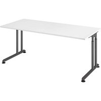 HAMMERBACHER Popular höhenverstellbarer Schreibtisch weiß rechteckig, C-Fuß-Gestell grau 180,0 x 80,0 cm HAMMERBACHER Popular höhenverstellbarer Schreibtisch weiß rechteckig, C-Fuß-Gestell grau 180,0 x 80,0 cm