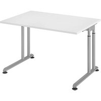 HAMMERBACHER Popular höhenverstellbarer Schreibtisch weiß rechteckig, C-Fuß-Gestell silber 120,0 x 80,0 cm HAMMERBACHER Popular höhenverstellbarer Schreibtisch weiß rechteckig, C-Fuß-Gestell silber 120,0 x 80,0 cm