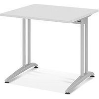 HAMMERBACHER Altus Schreibtisch lichtgrau quadratisch, C-Fuß-Gestell silber 80,0 x 80,0 cm HAMMERBACHER Altus Schreibtisch lichtgrau quadratisch, C-Fuß-Gestell silber 80,0 x 80,0 cm