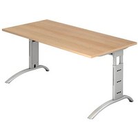 HAMMERBACHER Savona höhenverstellbarer Schreibtisch eiche rechteckig, C-Fuß-Gestell silber 160,0 x 80,0 cm HAMMERBACHER Savona höhenverstellbarer Schreibtisch eiche rechteckig, C-Fuß-Gestell silber 160,0 x 80,0 cm