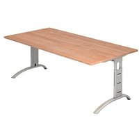 HAMMERBACHER Savona höhenverstellbarer Schreibtisch nussbaum rechteckig, C-Fuß-Gestell silber 200,0 x 100,0 cm HAMMERBACHER Savona höhenverstellbarer Schreibtisch nussbaum rechteckig, C-Fuß-Gestell silber 200,0 x 100,0 cm