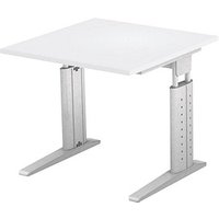 HAMMERBACHER Haziender höhenverstellbarer Schreibtisch lichtgrau quadratisch, C-Fuß-Gestell silber 80,0 x 80,0 cm HAMMERBACHER Haziender höhenverstellbarer Schreibtisch lichtgrau quadratisch, C-Fuß-Gestell silber 80,0 x 80,0 cm