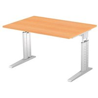 HAMMERBACHER Haziender höhenverstellbarer Schreibtisch buche rechteckig, C-Fuß-Gestell silber 120,0 x 80,0 cm HAMMERBACHER Haziender höhenverstellbarer Schreibtisch buche rechteckig, C-Fuß-Gestell silber 120,0 x 80,0 cm