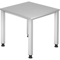 HAMMERBACHER Akandia höhenverstellbarer Schreibtisch lichtgrau quadratisch, 4-Fuß-Gestell silber 80,0 x 80,0 cm HAMMERBACHER Akandia höhenverstellbarer Schreibtisch lichtgrau quadratisch, 4-Fuß-Gestell silber 80,0 x 80,0 cm