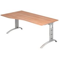 HAMMERBACHER Savona höhenverstellbarer Schreibtisch nussbaum Trapezform, C-Fuß-Gestell silber 180,0 x 80,0/100,0 cm HAMMERBACHER Savona höhenverstellbarer Schreibtisch nussbaum Trapezform, C-Fuß-Gestell silber 180,0 x 80,0/100,0 cm
