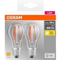 2 OSRAM LED-Lampen Base CLASSIC A60 Multipack E27 7 W klar 2 OSRAM LED-Lampen Base CLASSIC A60 Multipack E27 7 W klar