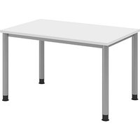 HAMMERBACHER HS12 höhenverstellbarer Schreibtisch weiß rechteckig, 4-Fuß-Gestell silber 120,0 x 80,0 cm HAMMERBACHER HS12 höhenverstellbarer Schreibtisch weiß rechteckig, 4-Fuß-Gestell silber 120,0 x 80,0 cm