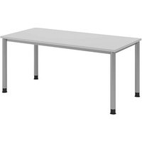 HAMMERBACHER HS16 höhenverstellbarer Schreibtisch lichtgrau rechteckig, 4-Fuß-Gestell silber 160,0 x 80,0 cm HAMMERBACHER HS16 höhenverstellbarer Schreibtisch lichtgrau rechteckig, 4-Fuß-Gestell silber 160,0 x 80,0 cm