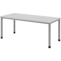 HAMMERBACHER HS19 höhenverstellbarer Schreibtisch lichtgrau rechteckig, 4-Fuß-Gestell silber 180,0 x 80,0 cm HAMMERBACHER HS19 höhenverstellbarer Schreibtisch lichtgrau rechteckig, 4-Fuß-Gestell silber 180,0 x 80,0 cm
