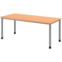 HAMMERBACHER HS19 höhenverstellbarer Schreibtisch buche rechteckig, 4-Fuß-Gestell silber 180,0 x 80,0 cm HAMMERBACHER HS19 höhenverstellbarer Schreibtisch buche rechteckig, 4-Fuß-Gestell silber 180,0 x 80,0 cm