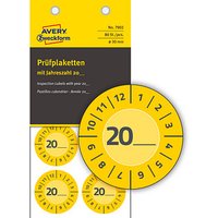 80 AVERY Zweckform Prüfplaketten 7902 gelb 30,0 x 30,0 mm 80 AVERY Zweckform Prüfplaketten 7902 gelb 30,0 x 30,0 mm