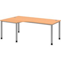 HAMMERBACHER HS82 höhenverstellbarer Schreibtisch buche L-Form, 5-Fuß-Gestell silber 200,0 x 80,0/120,0 cm HAMMERBACHER HS82 höhenverstellbarer Schreibtisch buche L-Form, 5-Fuß-Gestell silber 200,0 x 80,0/120,0 cm