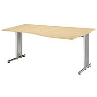HAMMERBACHER Prokura Schreibtisch ahorn Trapezform, C-Fuß-Gestell silber 180,0 x 80,0/100,0 cm HAMMERBACHER Prokura Schreibtisch ahorn Trapezform, C-Fuß-Gestell silber 180,0 x 80,0/100,0 cm