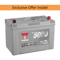 Yuasa YBX5335 12V 100Ah 830A Silver High Performance Battery, 5 Years Warranty