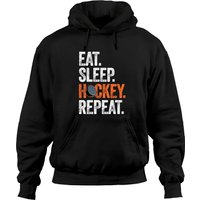 Eat Sleep Hockey Repeat Funny Ice Hockey Players Routine Pullover Hoodie
