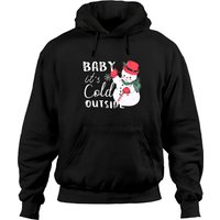 Baby It's Cold Outside Christmas Plaid Splicing Snowman Hoodies