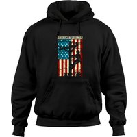 Lineman Flag Hoodie American Flag Electric Cable Gift Patriotic Lineman Pullover