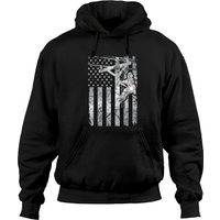 Lineman Flag Hoodie Distressed Patriotic Electric Cable Lineman American Flag