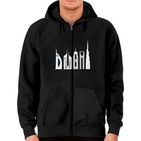 Dubai Skyline Souvenir Famous Buildings Typography Zip Hoodie