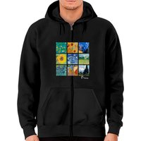 Van Gogh Paintings Sunflowers, Starry Night Zip Hoodie