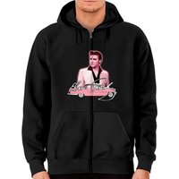 Elvis Pink Classic Car Women's Zip Hoodie