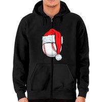 Christmas Baseball Ball Santa Zip Hoodie